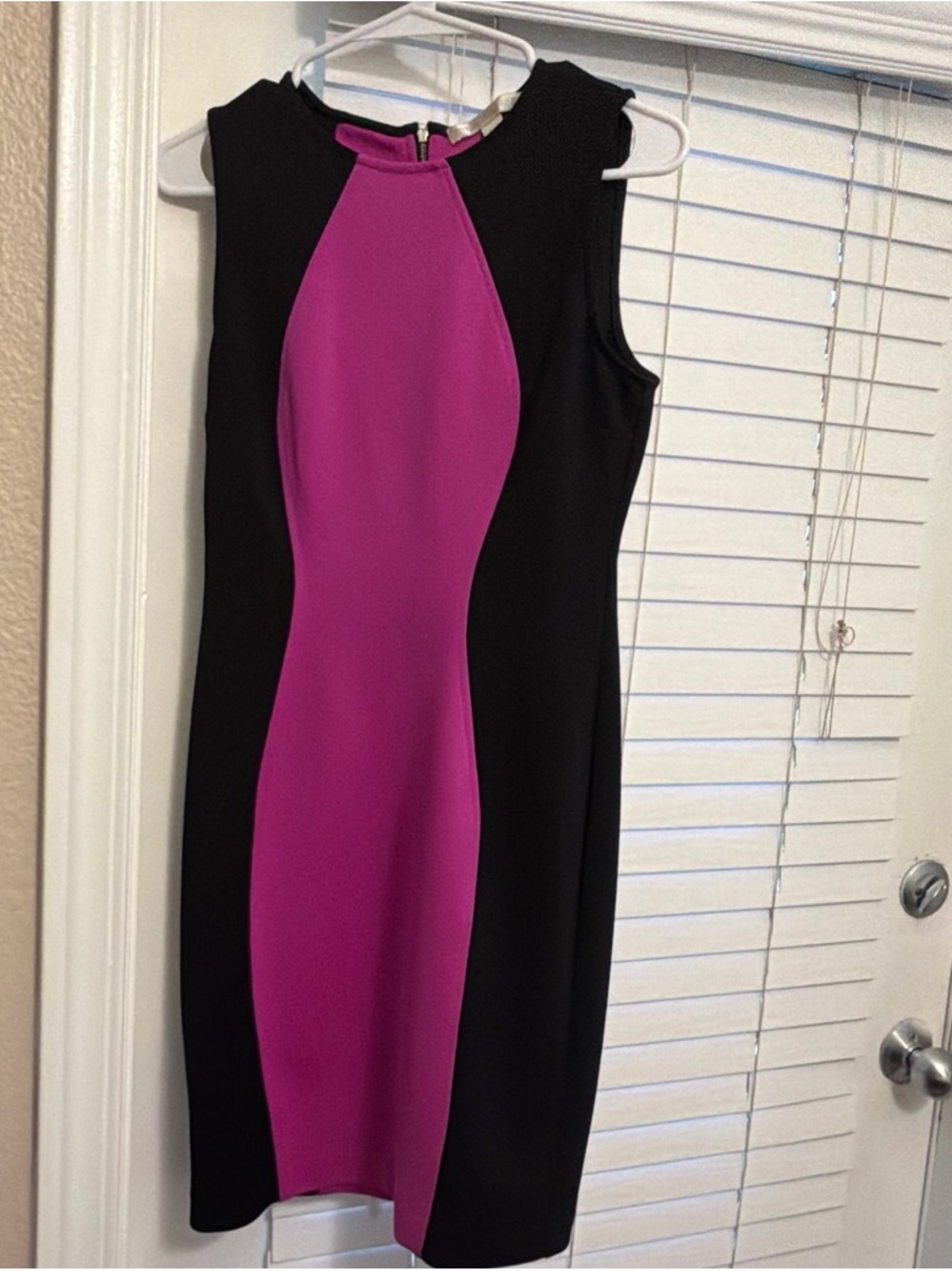 & Other Stories Black Dress with Magenta Center Panel